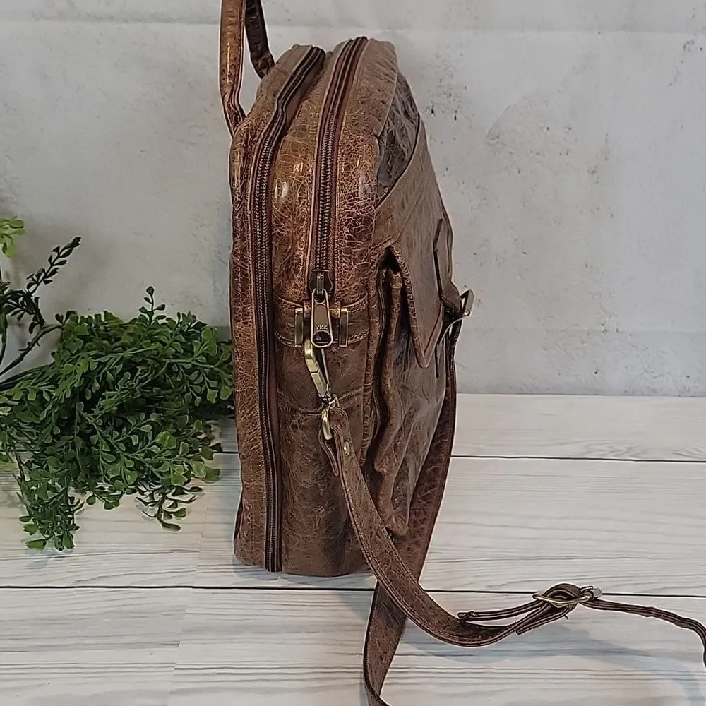 Coronado Leather field crossbody travel bag Buffalo brown leather- vintage 90s